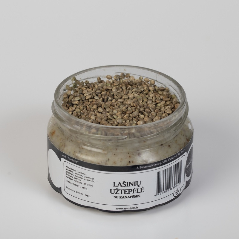 Lašinių užtepėlė su kanapėmis (stiklinis indelis)
