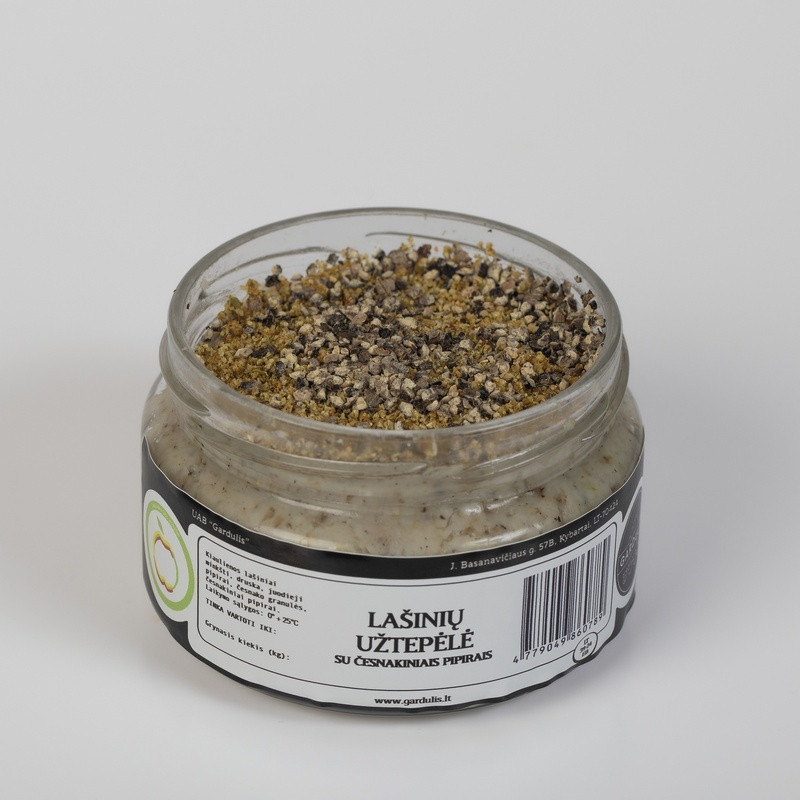 Lašinių užtepėlė su česnakiniais pipirais (stiklinis indelis)